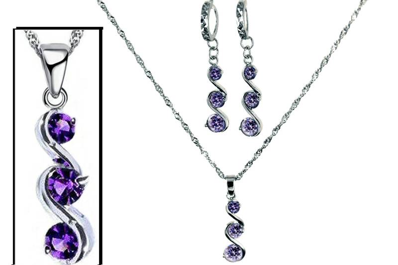 Unendlichkeitsverzierung Aus 925Er Silber Mit Dreifachem Amethyst, Kristall-Unendlichkeits-Set, Auswahl An Kristall Und Kette von GillWellsCreations