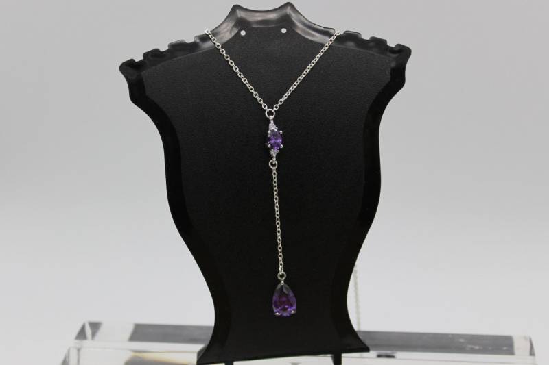 Venetian Y Amethyst Lariat Halskette, Silber Und Kristall Juwel, Halskette von GillWellsCreations
