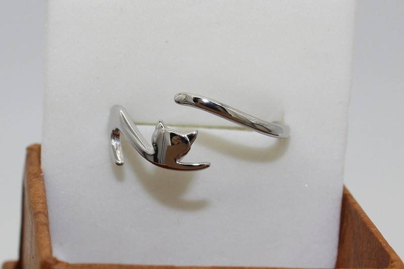 Verstellbarer Kleiner Katzenring Aus 925Er Silber von GillWellsCreations