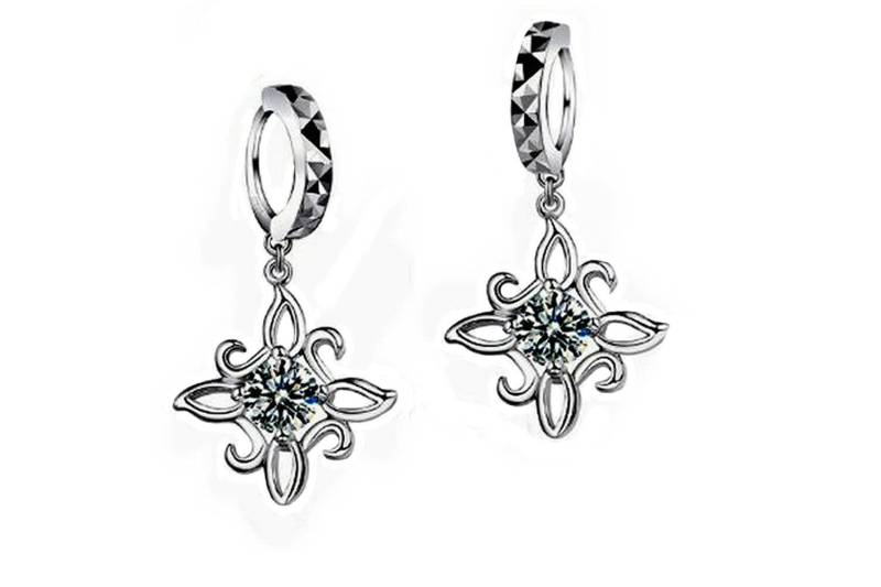 stern-Ohrstecker Mit Silbernem Rosen - Und Diamant-Topas-Herz von GillWellsCreations