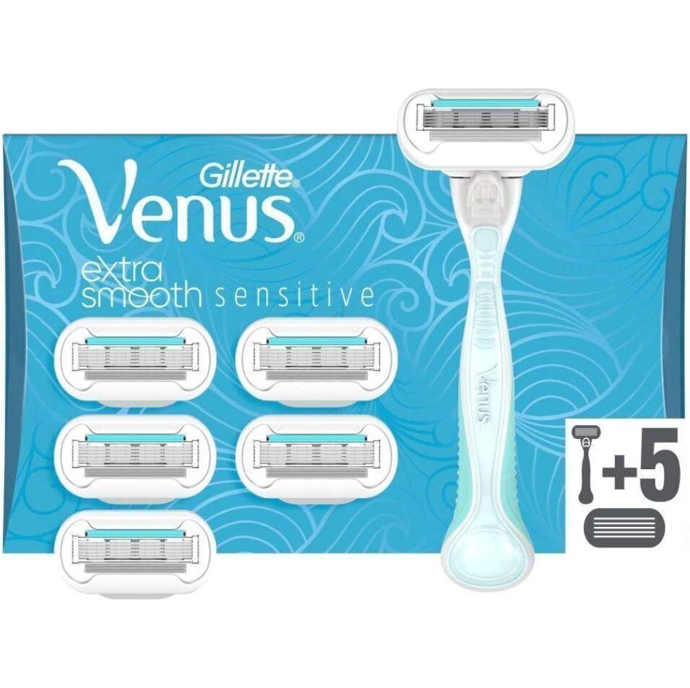 Gillette Venus Körperrasierer Extra Smooth Sensitive Rasierer Damen + 6 Rasierklingen, 1-tlg. von Gillette Venus