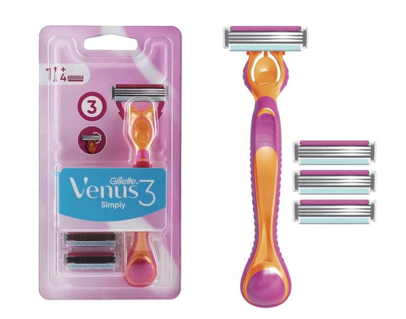 Gillette Venus Rasierklingen Venus 3 Simply, 5-tlg., Venus 3 Simply Damen Rasierer Nassrasierer Set von Gillette Venus