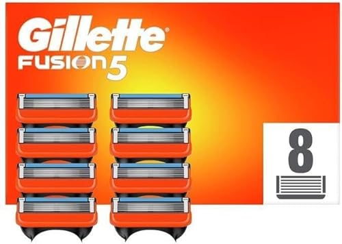 Gillette Fusion5 Rasierklingen Herren, 8 Stück Rasierklingen-Nachfüller mit Präzisionstrimmer, 5 Anti-Reibungsklingen von Gillette