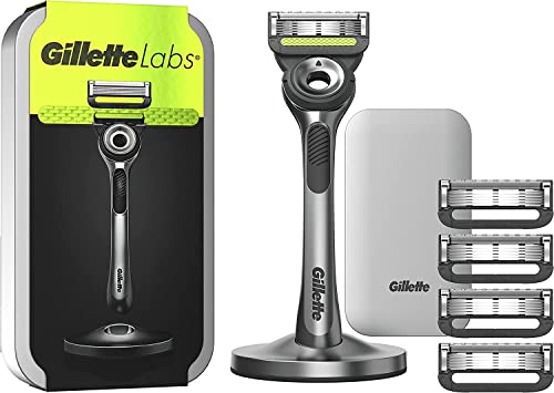 Gillette Gillette Labs mit Peelingstange, Herrenrasierer, 1 Griff, – 5 Ersatzklingen, mit Reiseetui, Geschenkidee für Herren von Gillette