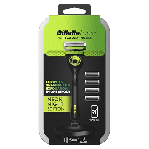 Gillette Labs Herrenrasierer mit integrierter Stange, Reisetasche, 5 Ersatzklingen von Gillette