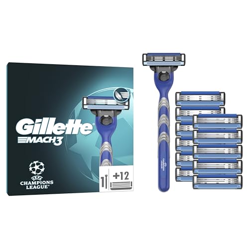 Gillette Mach3 Standard Rasierer für Männer UEFA Champions League Special Edition, 1 Rasierer, 12 Ersatzklingen, Mit Gleitstreifen und Klingenbeschichtung, inkl. Reiseschutzkappe Gillette Mach3 Standard Rasierer für Männer UEFA Champions League Special Edition, 1 Rasierer, 12 Ersatzklingen, Mit Gleitstreifen und Klingenbeschichtung, inkl. Reiseschutzkappe von Gillette