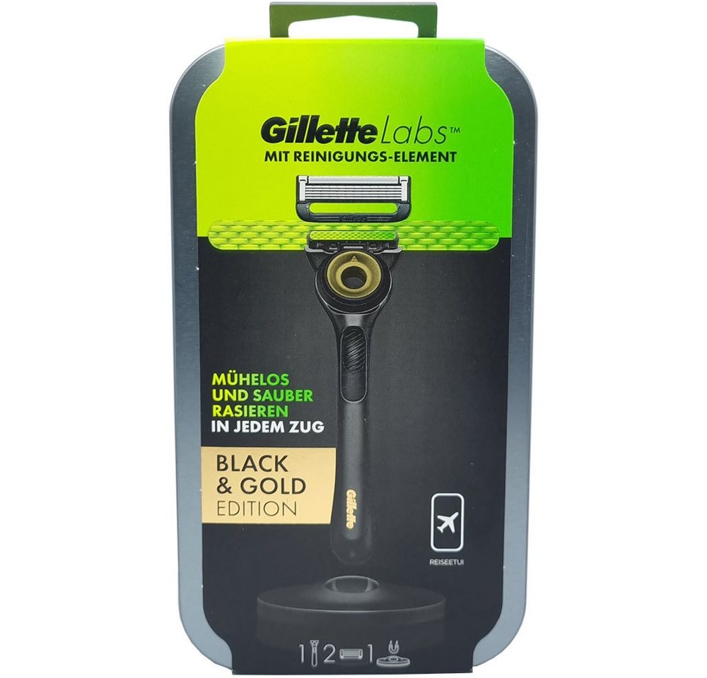 Gillette Nassrasierer Labs, 1-tlg., mit 2 Klingen und Reiseetui Black & Gold Edition von Gillette