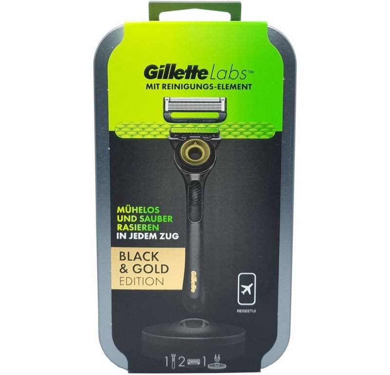 Gillette Nassrasierer Labs, 1-tlg., mit 2 Klingen und Reiseetui Black & Gold Edition von Gillette