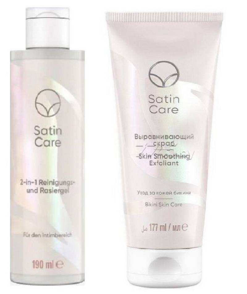 Gillette Rasierset Gillette Venus Satin Care Hautpeeling 177ml und Rasiergel 190ml Set, 2-tlg., Shave Gel für strahlende und gesunde Haut Haar Peeling alle Hauttypen, Hautglättendes Peeling Reinigung Creme Pflegeset von Gillette