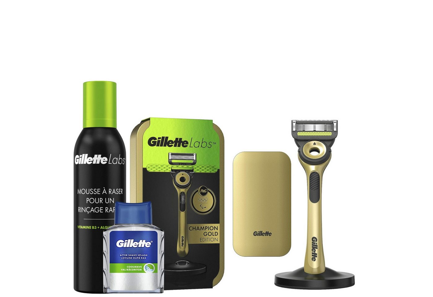 Gillette Rasierset Labs, 5-tlg., Gold Edition mit Reiseetui– ideal als Geschenk von Gillette