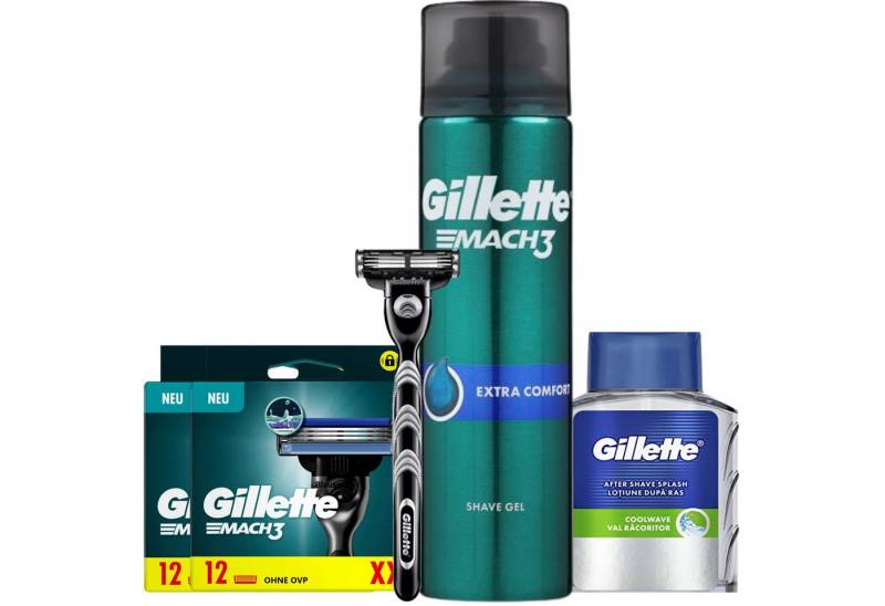 Gillette Rasierset Mach3, 4-tlg., Glatte Haut & Frische bei jeder Rasur von Gillette