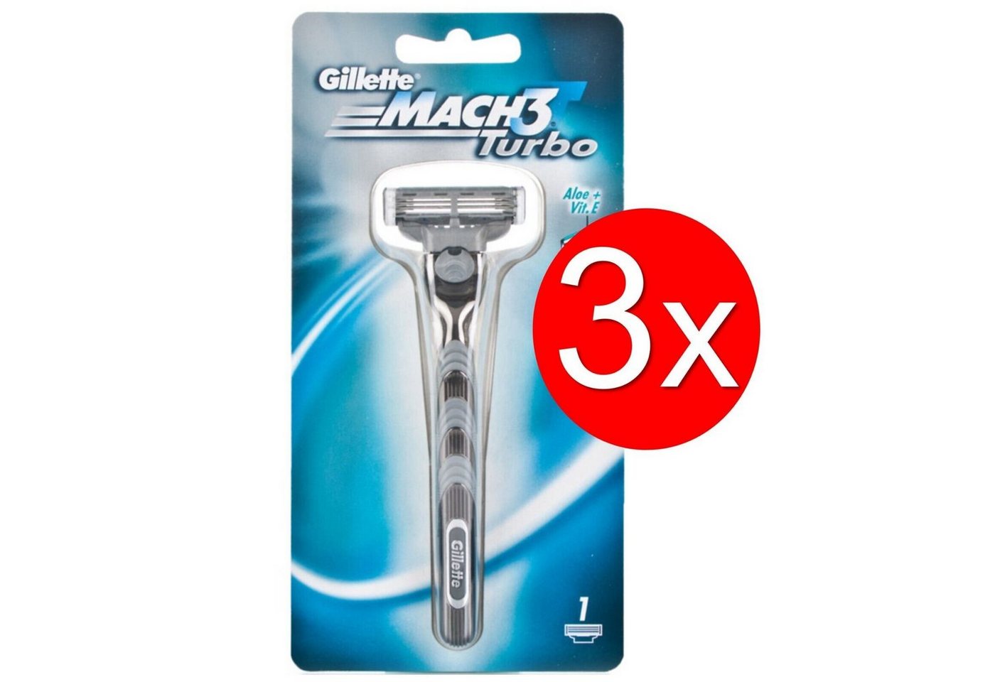 Gillette Rasierset Mach3 Turbo Rasierer Set Nassrasierer Herren Männer Trimmer Rasur, 3-tlg., einzigartig, Flexible Klingen, Für empfindliche Haut, Gleitstreifen von Gillette