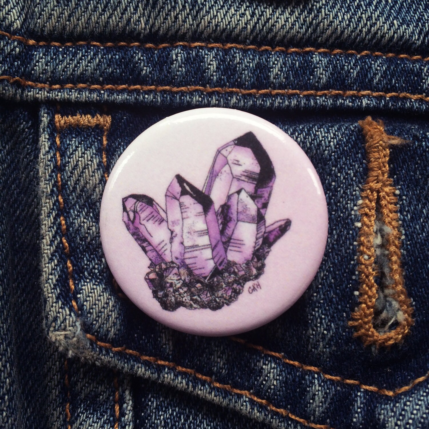 Crystal Button Pin Zurück Button, Jacke Pin, Lila Knopf, Rosa Hippie, Boho Crystal Button Pin Zurück Button, Jacke Pin, Lila Knopf, Rosa Hippie, Boho von GillianRoseArt