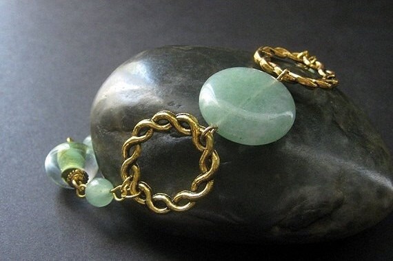 Armband Aus Aventurin Und Glas in Gold. Handmade Schmuck von Gilliauna