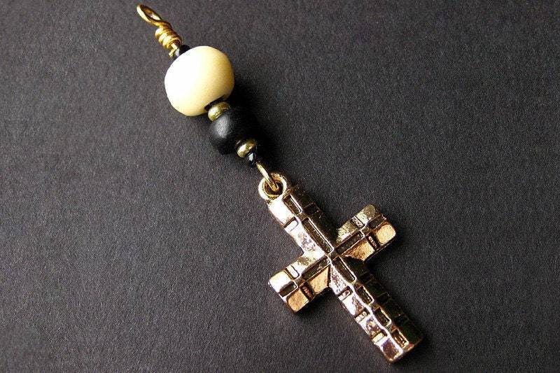 Christlicher Charm. Taschenanhänger. Kreuz Schlüsselanhänger. Auto Spiegel Anhänger Aus Holz Und Knochen Heiliges Gelübde. Handgefertigt von Gilliauna