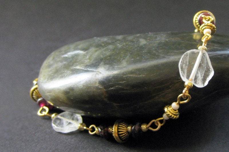 Edelstein Armband. Granat Rosenquarz Handwerker Handmade Schmuck von Gilliauna