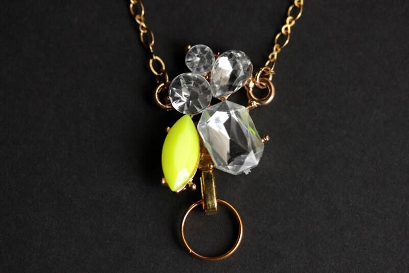 Neon Grünes Schlüsselband. Schlüsselband Mit Crystal Badge. Strass in Gold. Kristall Lanyard Halskette. Ausweishalter. Abzeichen von Gilliauna