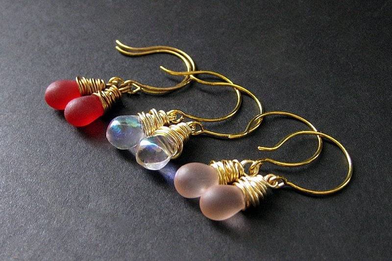 Passion Elixir Collection Teardrop Ohrringe in Gold. 3Er Set. Handgefertigte Ohrringe von Gilliauna