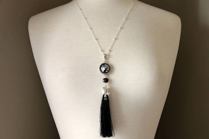 Quaste Halskette. Reh Schwarze Wald Quasten-Halskette. Silber Handgemachte von Gilliauna