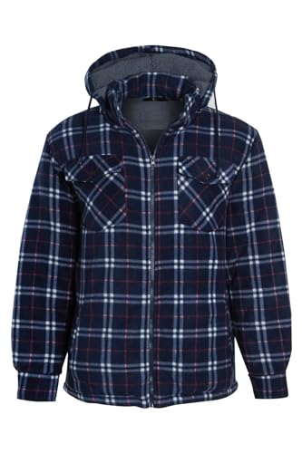 Herren Stepphemd mit Holzfäller-Sherpa-Fell, gefüttert, extra dick, luxuriös, gesteppt, Abnehmbare Kapuze, Marineblau, M Herren Stepphemd mit Holzfäller-Sherpa-Fell, gefüttert, extra dick, luxuriös, gesteppt, Abnehmbare Kapuze, Marineblau, M von Gillicci