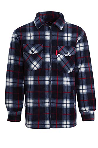 Herren Stepphemd mit Holzfäller-Sherpa-Fell, gefüttert, extra dick, luxuriös, gesteppt, Marineblaues Hemd mit Kragen, 3XL Herren Stepphemd mit Holzfäller-Sherpa-Fell, gefüttert, extra dick, luxuriös, gesteppt, Marineblaues Hemd mit Kragen, 3XL von Gillicci