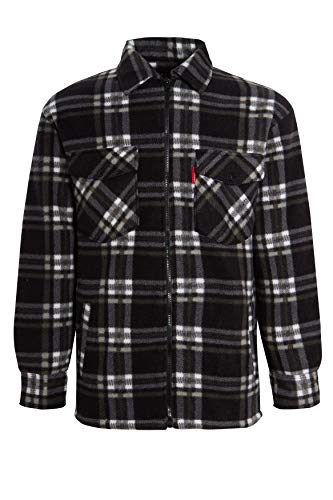 Herren Stepphemd mit Holzfäller-Sherpa-Fell, gefüttert, extra dick, luxuriös, gesteppt, Schwarzes Kragenhemd, 4XL Herren Stepphemd mit Holzfäller-Sherpa-Fell, gefüttert, extra dick, luxuriös, gesteppt, Schwarzes Kragenhemd, 4XL von Gillicci