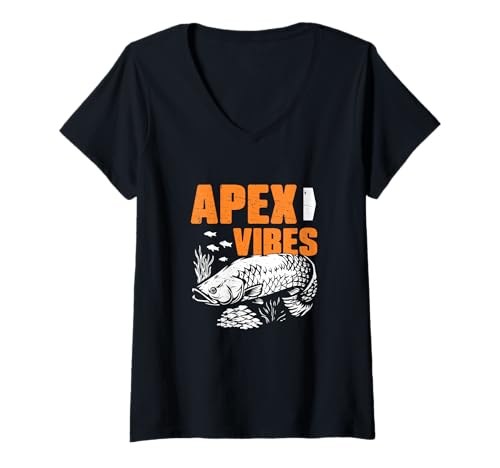 Damen Apex Vibes für Ichthyologie, Flussfisch, Arapaima, Ichthyologe T-Shirt mit V-Ausschnitt von Gillty Arapaima Drama