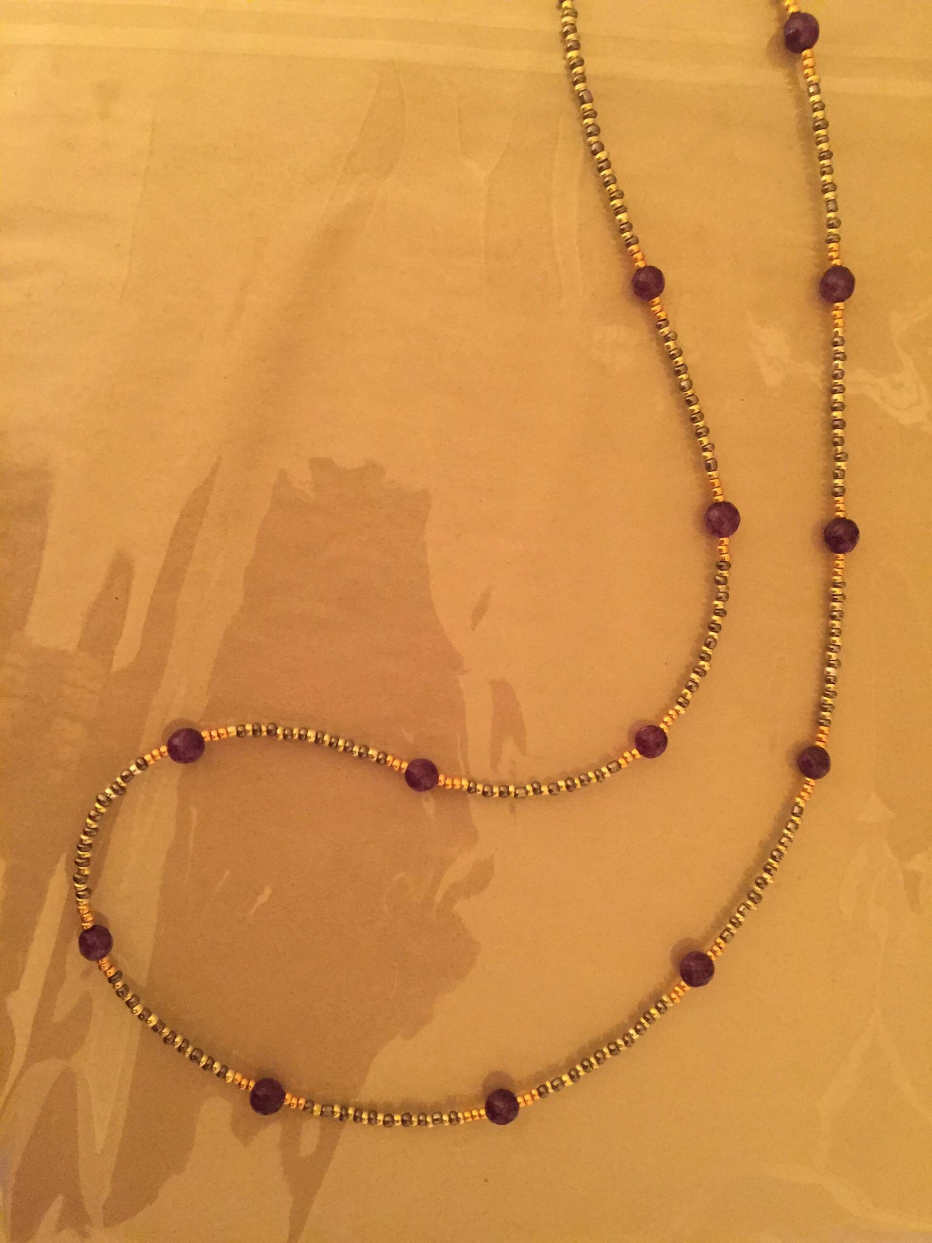 Amethyst Und Gunmetal Perlen Halskette Amethyst Und Gunmetal Perlen Halskette von GiltLilyHandicraft