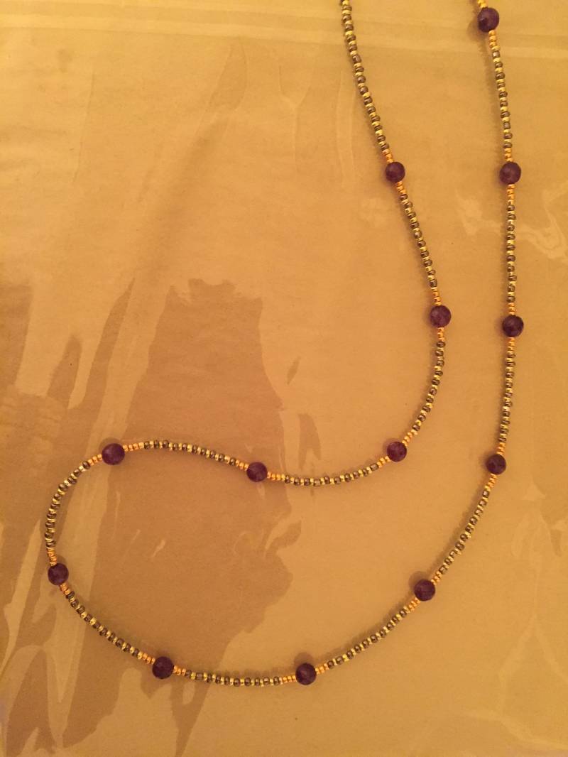 Amethyst Und Gunmetal Perlen Halskette Amethyst Und Gunmetal Perlen Halskette von GiltLilyHandicraft