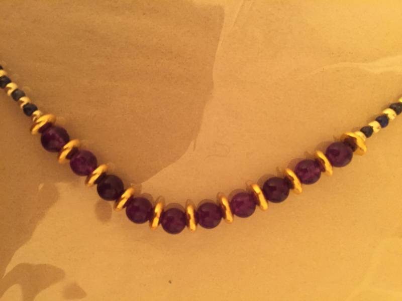 Amethyst Und Lapis Lazuli Kette von GiltLilyHandicraft
