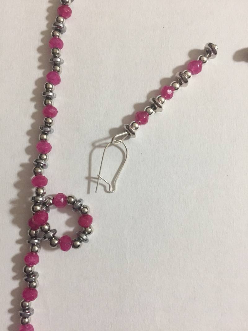 Rubin Und Silber Halskette Mit Passenden Ohrringen Rubin Und Silber Halskette Mit Passenden Ohrringen von GiltLilyHandicraft