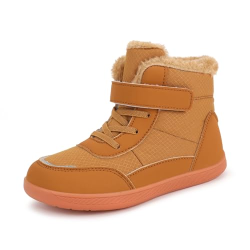 Barfussschuhe Kinder Winter Wasserdicht, Herbst Barfußschuhe Winterschuhe Wanderschuhe Leicht rutschfest Gummistiefel Winterstiefel (Brown, Grundschulkind, 29, Numerisch, EU Schuhgrößensystem, M) von Giltpeak