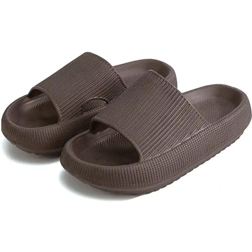 Giltpeak Badelatschen Kinder Mädchen, Pummy Original Wolken Schlappen Jungen, Flache Hausschuhe Super Weich Rutschfest Badeschuhe Sommer Strand Für Adults Kinder(Kaffee,32/33) von Giltpeak