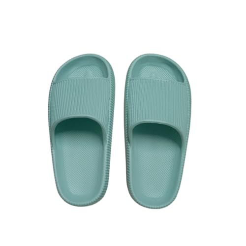 Giltpeak Badelatschen Kinder Mädchen, Pummy Original Wolken Schlappen Jungen, Flache Hausschuhe Super Weich Rutschfest Badeschuhe Sommer Strand Für Adults Kinder(Türkis,24/25) von Giltpeak