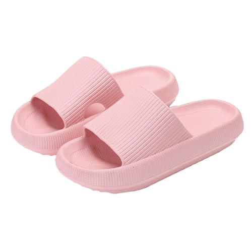 Giltpeak Badelatschen Kinder Mädchen, Pummy Original Wolken Schlappen Jungen, Flache Hausschuhe Super Weich Rutschfest Badeschuhe Sommer Strand Für Adults Kinder(Rosa,32/33) von Giltpeak