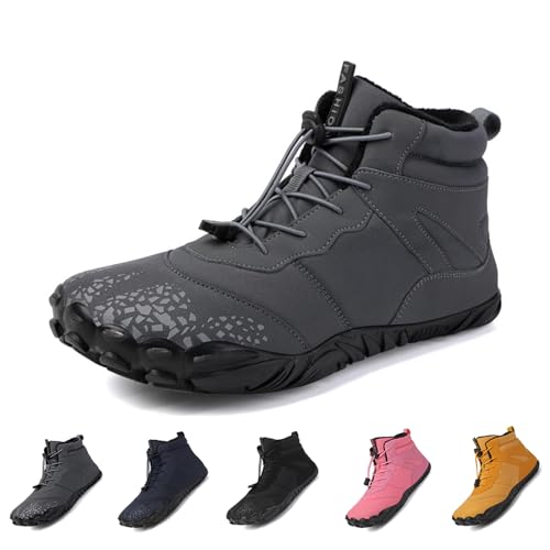 Giltpeak Barfußschuhe Damen Herren Wanderschuhe Zehenschuhe Hohe Warme und rutschfeste Stiefel Wasserdicht Schnell Trocknend (Stil A-Grau, Erwachsene, Herren, 40, Numerisch, EU Schuhgrößensystem, M) von Giltpeak