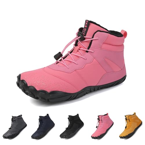 Giltpeak Barfußschuhe Damen Herren Wanderschuhe Zehenschuhe Hohe Warme und rutschfeste Stiefel Wasserdicht Schnell Trocknend (Stil A-Rosa, Erwachsene, Herren, 37, Numerisch, EU Schuhgrößensystem, M) von Giltpeak