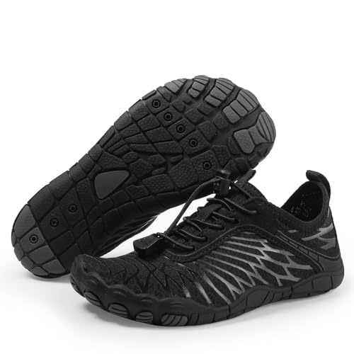 Giltpeak Barfußschuhe Kinder Leicht Schnell Trocknend Traillaufschuhe Atmungsaktiv Strandschuhe Wanderschuhe Für Jungen Und Mädchen (A-Black, Kleinkind, 26, Numerisch, EU Schuhgrößensystem, M) von Giltpeak