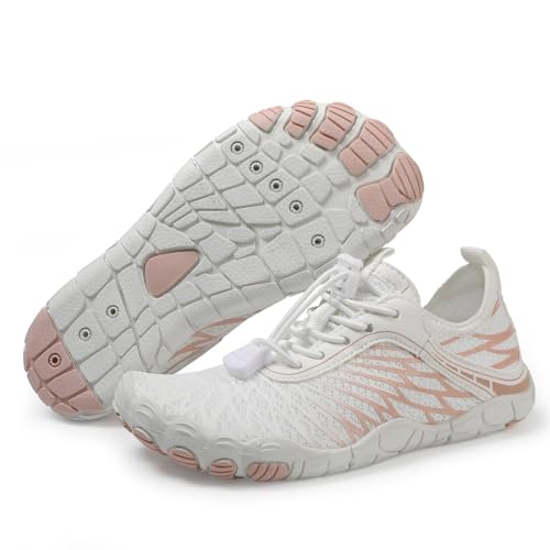 Giltpeak Barfußschuhe Kinder Leicht Schnell Trocknend Traillaufschuhe Atmungsaktiv Strandschuhe Wanderschuhe Für Jungen Und Mädchen (A-White, Jugendliche, 35, Numerisch, EU Schuhgrößensystem, M) von Giltpeak