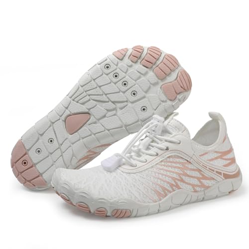 Giltpeak Barfußschuhe Kinder Leicht Schnell Trocknend Traillaufschuhe Atmungsaktiv Strandschuhe Wanderschuhe Für Jungen Und Mädchen (A-White, Kleinkind, 26, Numerisch, EU Schuhgrößensystem, M) von Giltpeak