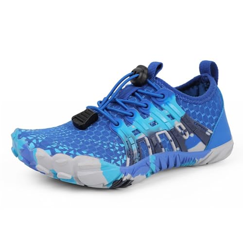 Giltpeak Barfußschuhe Kinder Leicht Schnell Trocknend Traillaufschuhe Atmungsaktiv Strandschuhe Wanderschuhe Für Jungen Und Mädchen (B-Blue, Jugendliche, 37, Numerisch, EU Schuhgrößensystem, M) von Giltpeak