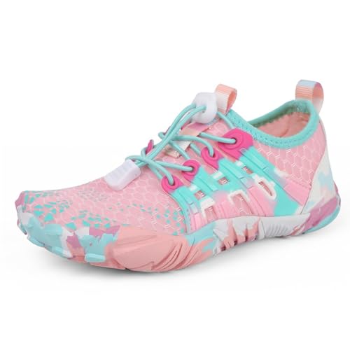 Giltpeak Barfußschuhe Kinder Leicht Schnell Trocknend Traillaufschuhe Atmungsaktiv Strandschuhe Wanderschuhe Für Jungen Und Mädchen (B-Pink, Kleinkind, 32, Numerisch, EU Schuhgrößensystem, M) von Giltpeak