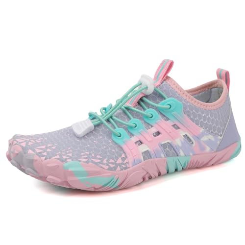 Giltpeak Barfußschuhe Kinder Leicht Schnell Trocknend Traillaufschuhe Atmungsaktiv Strandschuhe Wanderschuhe Für Jungen Und Mädchen (B-Purple, Kleinkind, 32, Numerisch, EU Schuhgrößensystem, M) von Giltpeak