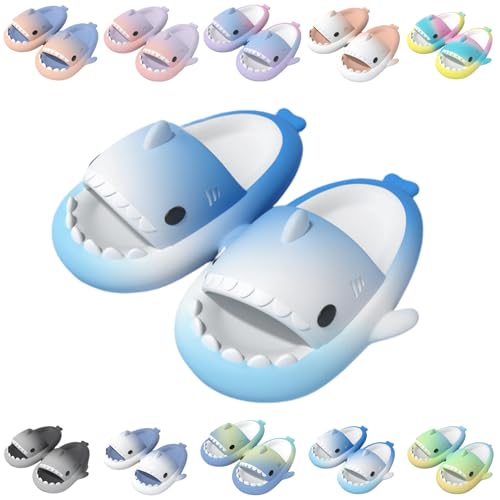 Giltpeak Cloud Shark Slides Kids, Hai Hausschuhe Schuhe Kind Sommer Rutschfeste Badelatschen Haifisch Schlappen Badeschuhe Strand Lustig Hai Sandalen(Blue White Blue,27/28) von Giltpeak