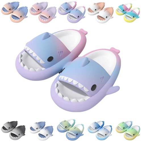 Giltpeak Cloud Shark Slides Kids, Hai Hausschuhe Schuhe Kind Sommer Rutschfeste Badelatschen Haifisch Schlappen Badeschuhe Strand Lustig Hai Sandalen(Purple Blue Pink,31/32) von Giltpeak