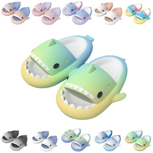 Giltpeak Cloud Shark Slides Kids, Hai Hausschuhe Schuhe Kind Sommer Rutschfeste Badelatschen Haifisch Schlappen Badeschuhe Strand Lustig Hai Sandalen(Yellow Green Blue,29/30) von Giltpeak