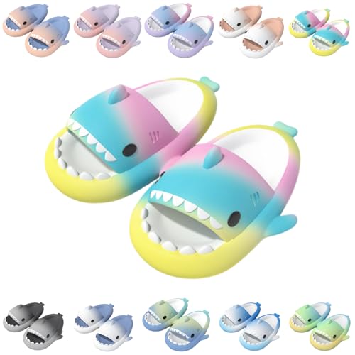 Giltpeak Cloud Shark Slides Kids, Hai Hausschuhe Schuhe Kind Sommer Rutschfeste Badelatschen Haifisch Schlappen Badeschuhe Strand Lustig Hai Sandalen(Yellow Green Pink,27/28) von Giltpeak