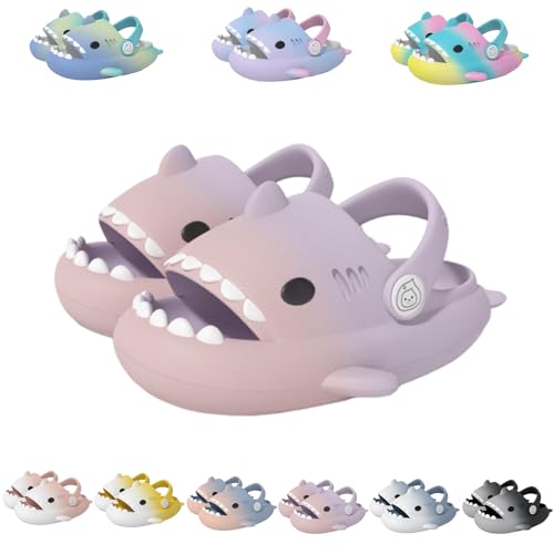Giltpeak Cloud Shark Slides Slippers Kids, Hai Hausschuhe Schuhe Sommer Rutschfeste Badelatschen Haifisch Schlappen Kind Badeschuhe Strand für Jungen Mädchen(Pink Purple,24/25) von Giltpeak