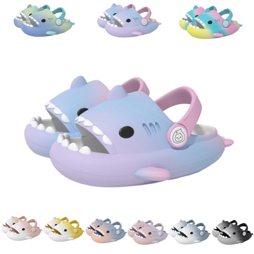Giltpeak Cloud Shark Slides Slippers Kids, Hai Hausschuhe Schuhe Sommer Rutschfeste Badelatschen Haifisch Schlappen Kind Badeschuhe Strand für Jungen Mädchen(Purple Blue,30/31) von Giltpeak