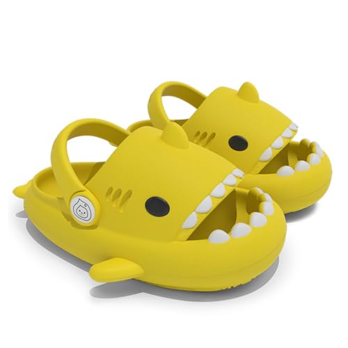 Giltpeak Cloud Shark Slides Slippers Kids, Hai Hausschuhe Schuhe Sommer Rutschfeste Badelatschen Haifisch Schlappen Kind Badeschuhe Strand für Jungen Mädchen(Yellow,24/25) von Giltpeak